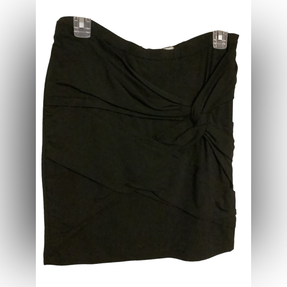 CACH’E Women’s Black Polyester Fitted Ruched Pencil Skirt Back Zipper Stretchy.